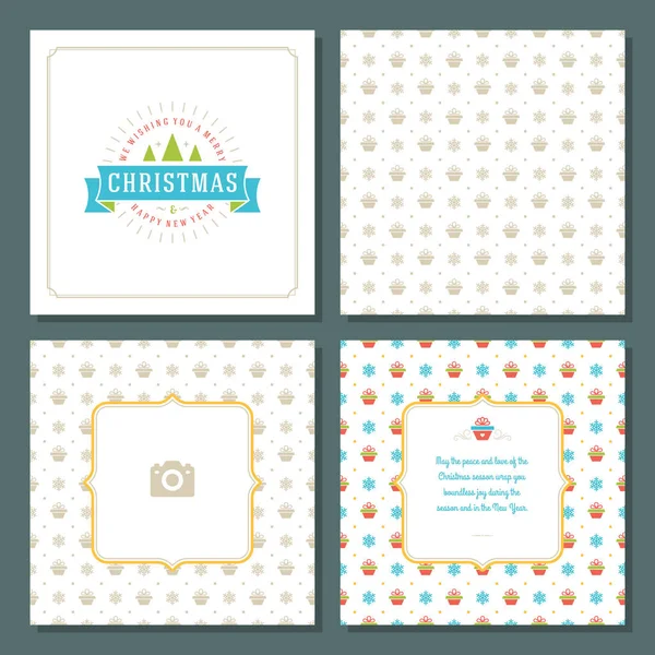 Diseño Vectores Tarjetas Felicitación Navidad Fondo Patrón Con Lugar Para — Vector de stock