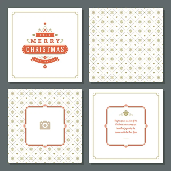 Diseño Vectores Tarjetas Felicitación Navidad Fondo Patrón Con Lugar Para — Vector de stock