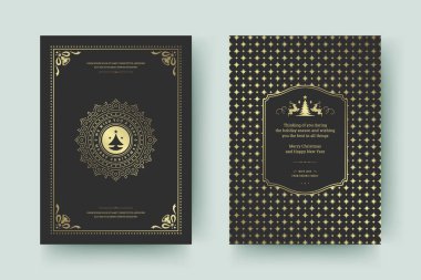 Noel tebrik kartı tasarımı şablonu. Mutlu Noeller ve tatiller geçmişe dönük tipografik etiketler ve yazı için şablon arka planlı yerler. Vektör illüstrasyonu.