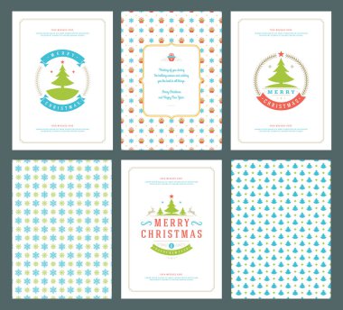 Neşeli Noel tebrik kartları şablonları ve desenler arka planlar, Noel tatili için yer ile Tipografik Tasarım isterdim. Vektör çizim.