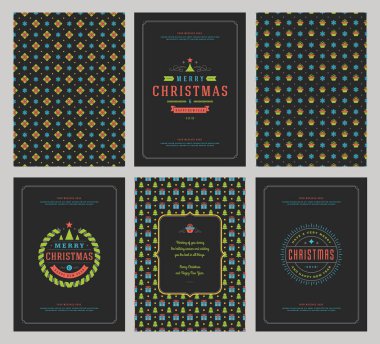 Neşeli Noel tebrik kartları şablonları ve desenler arka planlar, Noel tatili için yer ile Tipografik Tasarım isterdim. Vektör çizim.