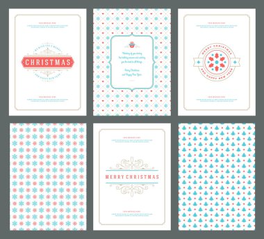 Neşeli Noel tebrik kartları şablonları ve desenler arka planlar, Noel tatili için yer ile Tipografik Tasarım isterdim. Vektör çizim.