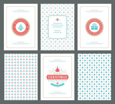 Neşeli Noel tebrik kartları şablonları ve desenler arka planlar, Noel tatili için yer ile Tipografik Tasarım isterdim. Vektör çizim.