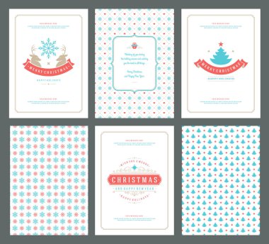Neşeli Noel tebrik kartları şablonları ve desenler arka planlar, Noel tatili için yer ile Tipografik Tasarım isterdim. Vektör çizim.