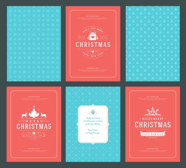 Neşeli Noel tebrik kartları şablonları ve desenler arka planlar, Noel tatili için yer ile Tipografik Tasarım isterdim. Vektör çizim.