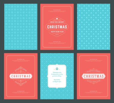 Neşeli Noel tebrik kartları şablonları ve desenler arka planlar, Noel tatili için yer ile Tipografik Tasarım isterdim. Vektör çizim.