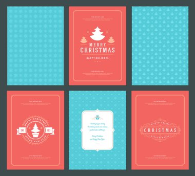 Neşeli Noel tebrik kartları şablonları ve desenler arka planlar, Noel tatili için yer ile Tipografik Tasarım isterdim. Vektör çizim.