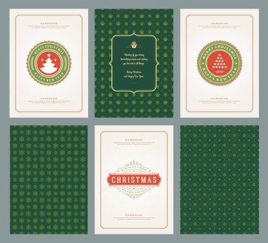 Neşeli Noel tebrik kartları şablonları ve desenler arka planlar, Noel tatili için yer ile Tipografik Tasarım isterdim. Vektör çizim.