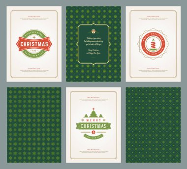 Neşeli Noel tebrik kartları şablonları ve desenler arka planlar, Noel tatili için yer ile Tipografik Tasarım isterdim. Vektör çizim.