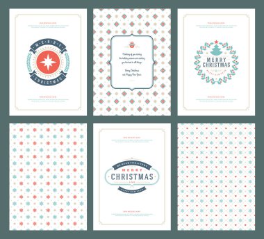 Neşeli Noel tebrik kartları şablonları ve desenler arka planlar, Noel tatili için yer ile Tipografik Tasarım isterdim. Vektör çizim.