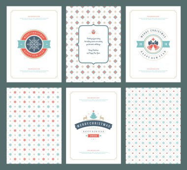 Neşeli Noel tebrik kartları şablonları ve desenler arka planlar, Noel tatili için yer ile Tipografik Tasarım isterdim. Vektör çizim.