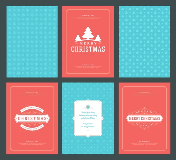 Joyeux Noël Cartes Voeux Modèles Motifs Milieux Avec Place Pour — Image vectorielle