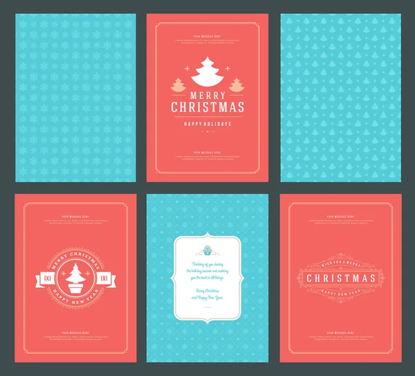 Neşeli Noel tebrik kartları şablonları ve desenler arka planlar, Noel tatili için yer ile Tipografik Tasarım isterdim. Vektör çizim.