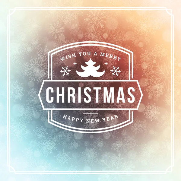 Navidad y año nuevo diseño de la etiqueta tipografía retro y la luz con copos de nieve . — Vector de stock
