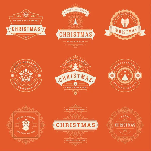 Karácsonyi címkék és jelvények vektor tervezési elemek készlet. — Stock Vector