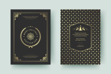 Noel tebrik kartı tasarımı şablonu. Mutlu Noeller ve tatiller geçmişe dönük tipografik etiketler ve yazı için şablon arka planlı yerler. Vektör illüstrasyonu.