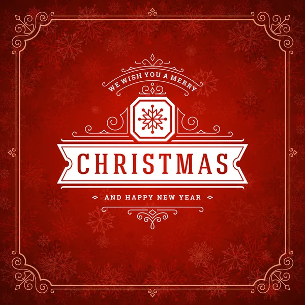 クリスマスと新年のレトロなタイポグラフィー ラベル デザインと雪の結晶の光 休日は グリーティング カード デザインとビンテージ飾り装飾を希望します ベクトルの背景 — ストックベクタ