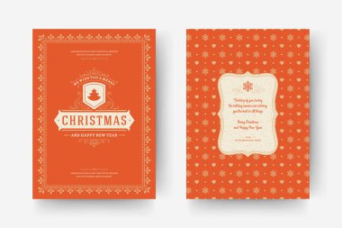 Noel tebrik kartı tasarımı şablonu. Mutlu Noeller ve tatiller geçmişe dönük tipografik etiketler ve yazı için şablon arka planlı yerler. Vektör illüstrasyonu.