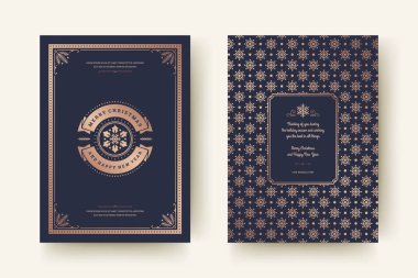 Noel tebrik kartı tasarımı şablonu. Mutlu Noeller ve tatiller geçmişe dönük tipografik etiketler ve yazı için şablon arka planlı yerler. Vektör illüstrasyonu.