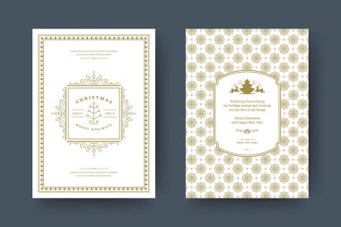 Noel tebrik kartı tasarımı şablonu. Mutlu Noeller ve tatiller geçmişe dönük tipografik etiketler ve yazı için şablon arka planlı yerler. Vektör illüstrasyonu.