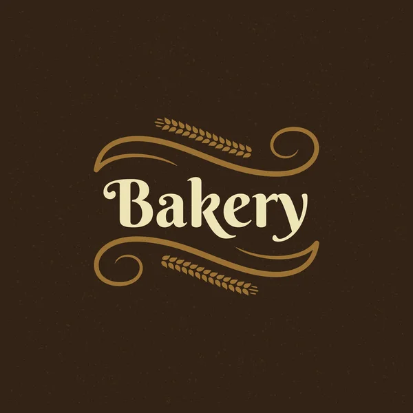 Bakery Badge Label Retro Vector Illustration Ear Wheat Silhouette Bakehouse — Stock Vector
