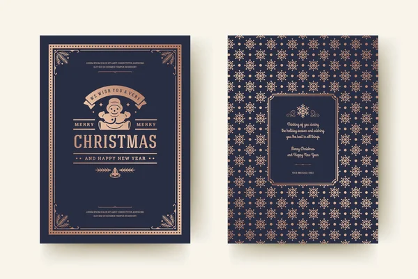 Noel Tebrik Kartı Tasarımı Şablonu Mutlu Noeller Tatiller Geçmişe Dönük — Stok Vektör