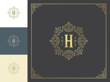 Lüks logo şablonu vektör vintage süslemeleri geliştirir.