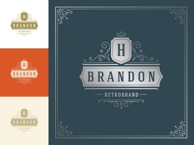 Lüks logo şablonu vektör vintage süslemeleri geliştirir.