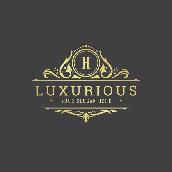 Luksusowe Logo Monogram Herb Szablon Projekt Wektor Ilustracji Królewska Marka — Wektor stockowy