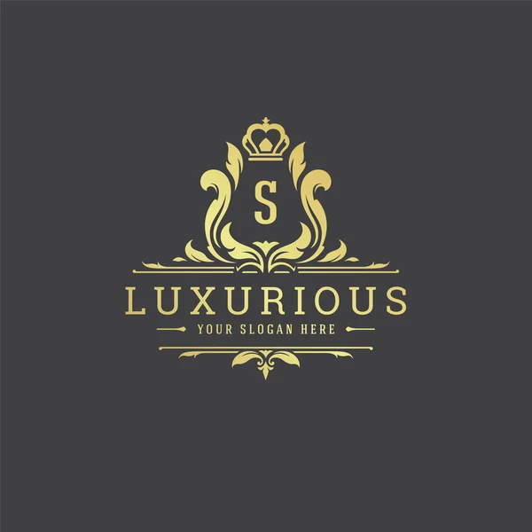 Luxus Logó Monogram Címer Sablon Design Vektor Illusztráció Királyi Márka — Stock Vector