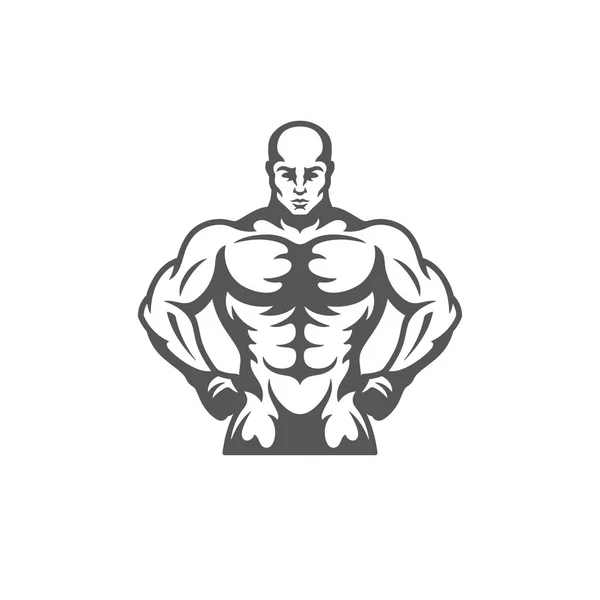 Bodybuilder Männliche Silhouette Isoliert Auf Weißem Hintergrund Vektor Illustration Vektor — Stockvektor