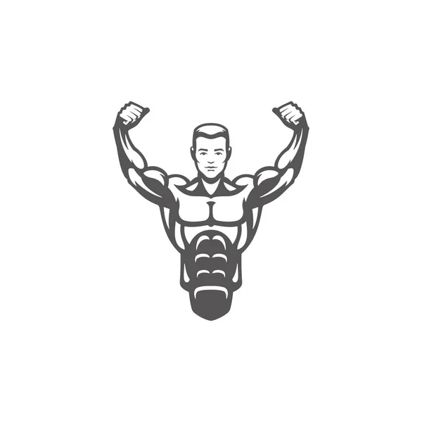 Silhouette Mâle Bodybuilder Isolée Sur Fond Blanc Illustration Vectorielle Illustration — Image vectorielle