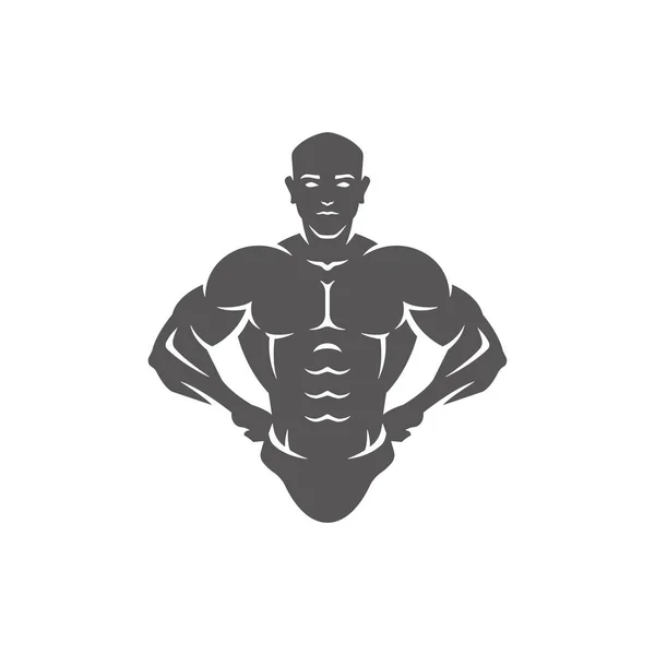 Bodybuilder Male Silhouette Isolated White Background Vector Illustration Vector Fitness — Stock Vector
