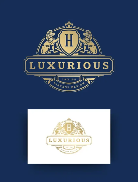 Luxus Logo Vorlage Design Vektor Illustration Königliches Wappen Marke Vignettenschmuck — Stockvektor