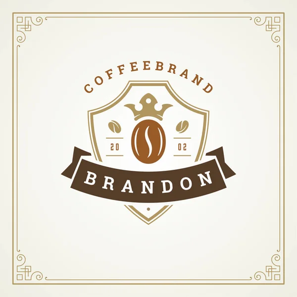 Coffee Shop Logo Design Mall Vektorillustration Bean Siluett Bra För — Stock vektor