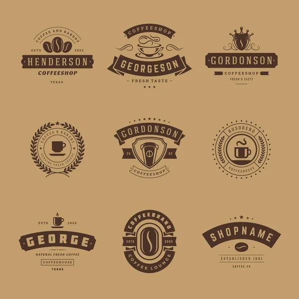 Café Logos Modèles Conception Set Illustration Vectorielle Bon Pour Les — Image vectorielle