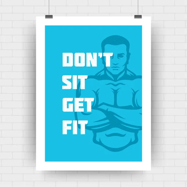 Fitness Motivation Poster Retro Typografisches Zitat Design Vorlage Größe Mit — Stockvektor
