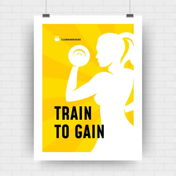 Fitness Motivation Poster Retro Typografische Zitat Design Vorlage Größe Mit — Stockvektor