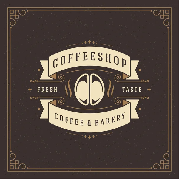 Coffee Shop Logo Projekt Szablon Wektor Ilustracja Fasola Sylwetka Dobre — Wektor stockowy