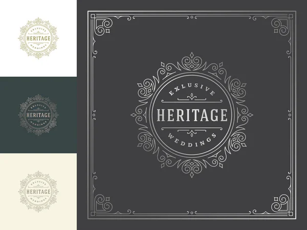 Logotipo Luxo Vetor Modelo Vintage Floresce Ornamentos Bom Para Crista —  Vetores de Stock