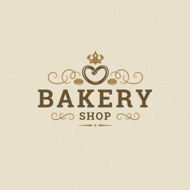 Fırın rozet veya etiket retro vektör çizim. Tuzlu kraker siluet bakehouse için. Tipografik logo tasarımı.