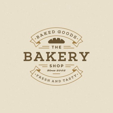 Fırın rozet veya etiket retro vektör çizim. Ekmek veya somun siluet bakehouse için. Tipografik logo tasarımı.