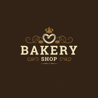 Fırın rozet veya etiket retro vektör çizim. Tuzlu kraker siluet bakehouse için. Tipografik logo tasarımı.