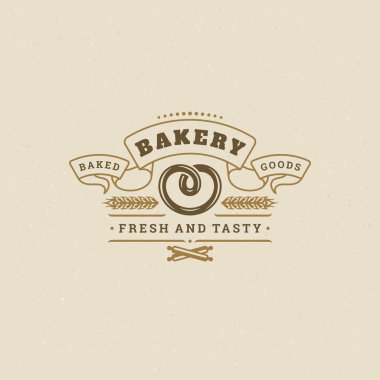 Fırın rozet veya etiket retro vektör çizim. Tuzlu kraker siluet bakehouse için. Tipografik logo tasarımı.