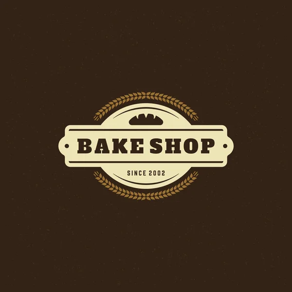 Bakery Badge Label Retro Vector Illustration Bread Loaf Silhouette Bakehouse — Stock Vector