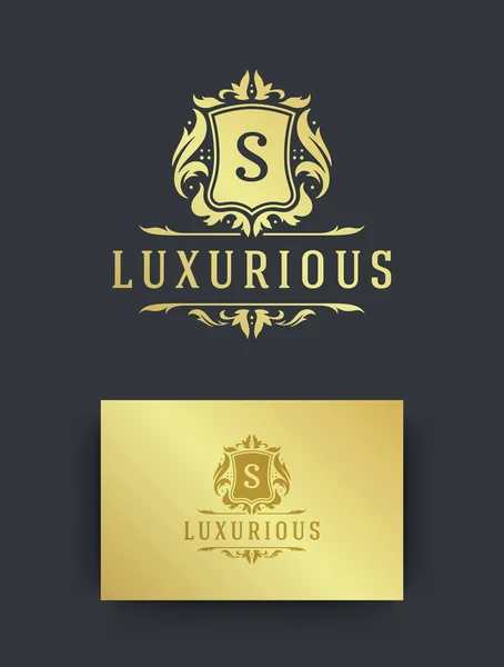 Luksusowe logo monogram herb szablon projekt wektor ilustracja. — Wektor stockowy