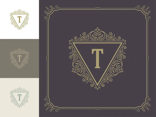 Luxe Logo Template Vector Vintage Bloeit Ornamenten Goed Voor Koninklijke — Stockvector