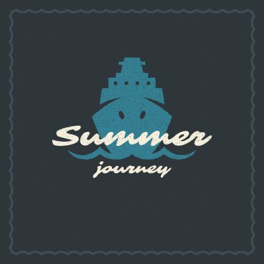 Tatil tipografi ilham alıntı Tasarım poster ya da giyim vektör çizim için yaz. Yaz yolculuk mesaj. Elle çizilmiş stil cruise liner siluet.