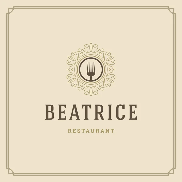 Modèle Logo Restaurant Illustration Vectorielle Fork Silhouette Bon Pour Menu — Image vectorielle