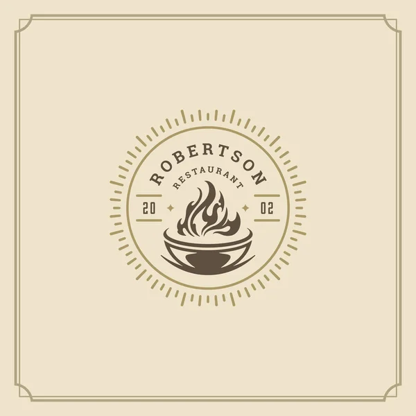 Restaurante Logotipo Plantilla Vector Ilustración Silueta Parrilla Buena Para Menú — Archivo Imágenes Vectoriales